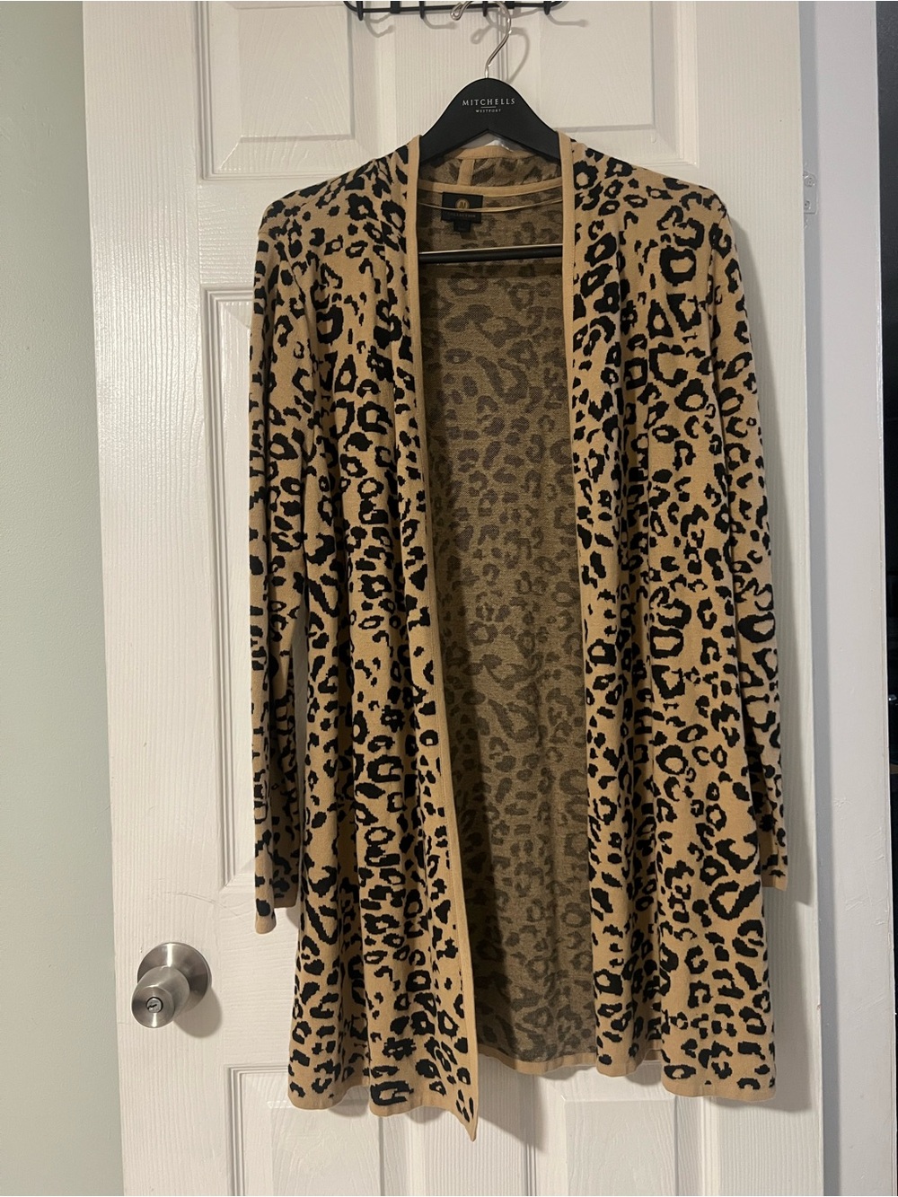 JM Collection Leopard Print Open-Front Cardigan - Tan & Black